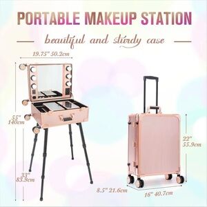 Kemier Professional Make-up Artist Cosmetic Case/Vanity Station-NIB-Rose Gold